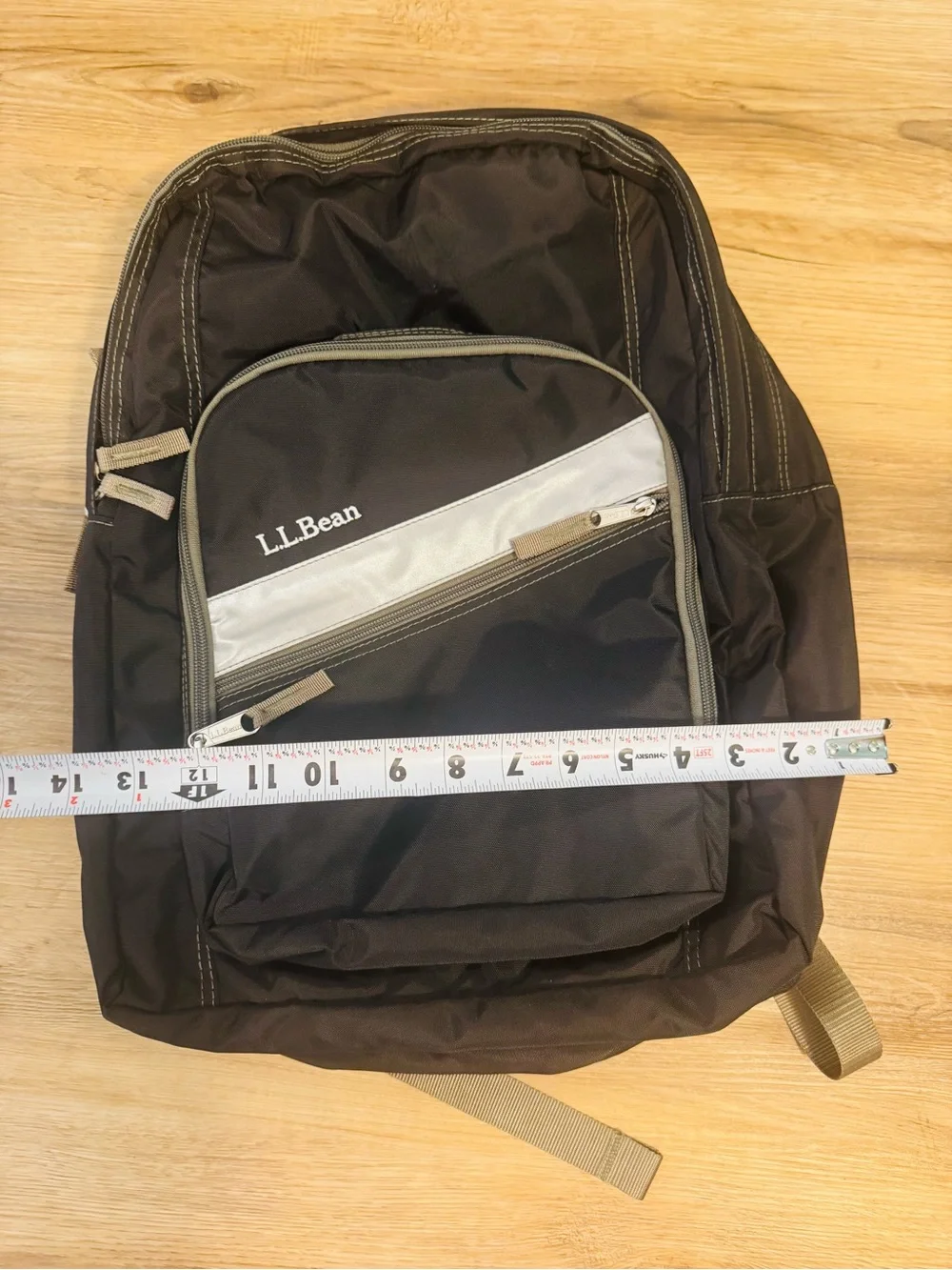 L.L. Bean Black Gray Backpack Bookbag School Travel Laptop Bag - NWT